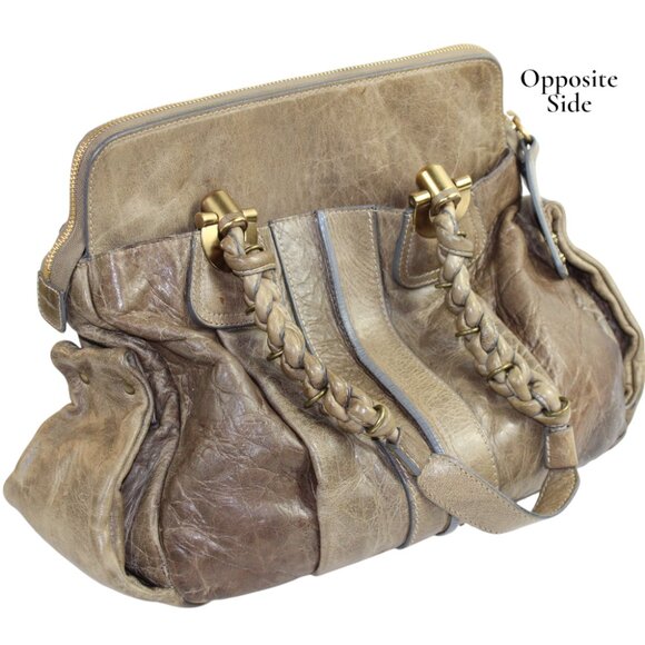 Chloé Heloise Brown Pebbled Leather Satchel Boho Luxe Designer Bag - Picture 5 of 11